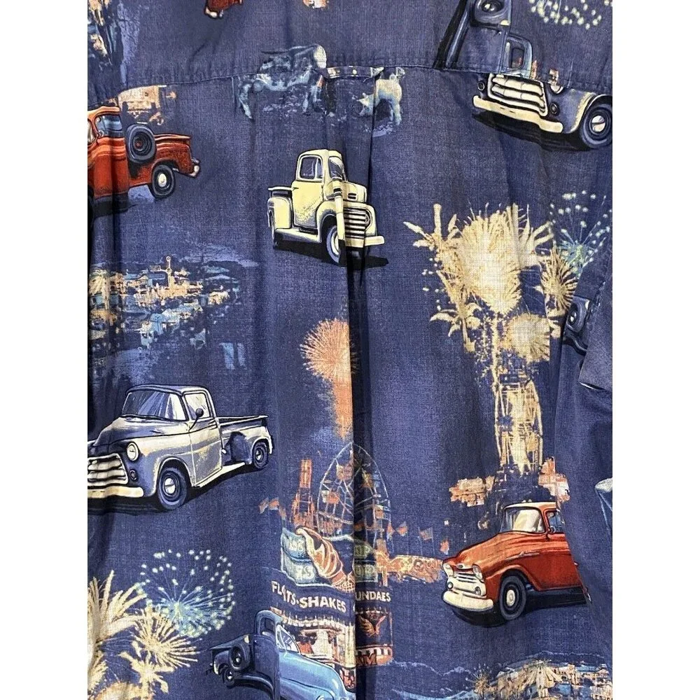 Bit & Bridle Vintage Classic Pick Up Trucks Print Button Up Shirt Mens Size L - Picture 4 of 12